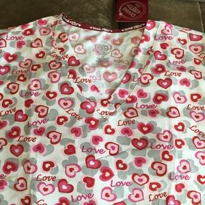 Valentines heart scrub top